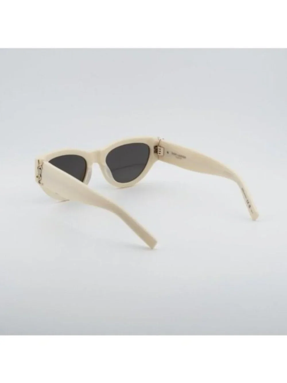 Saint Laurent SL M94 012 Sunglasses Shiny Ivory Cat Eye Frame, Grey Lenses